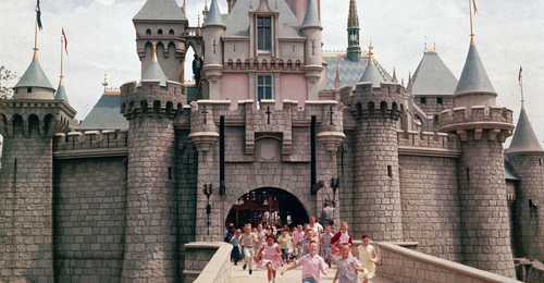 Sleeping Beauty’s Castle at Disneyland during opening week in July 1955