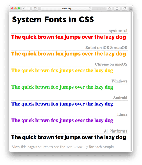 System Fonts in CSS